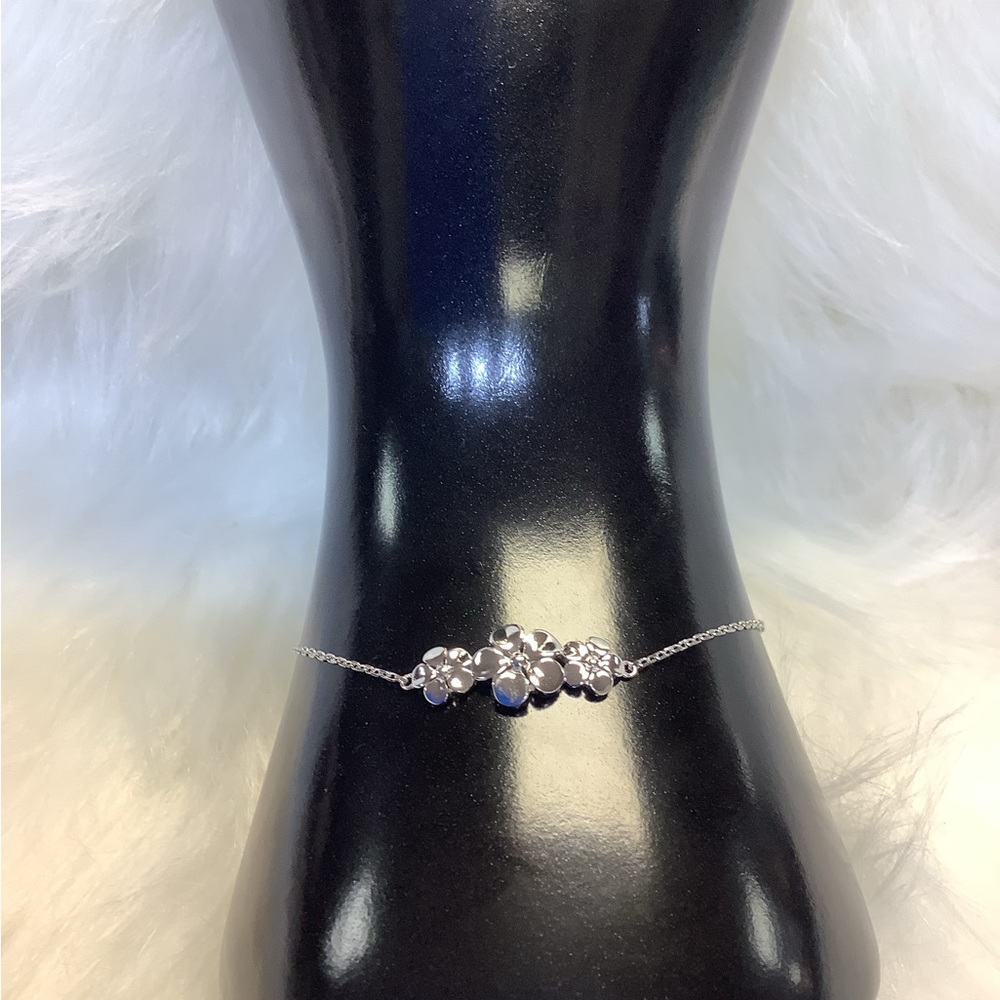 Triple Plumeria Sterling Silver Bracelet